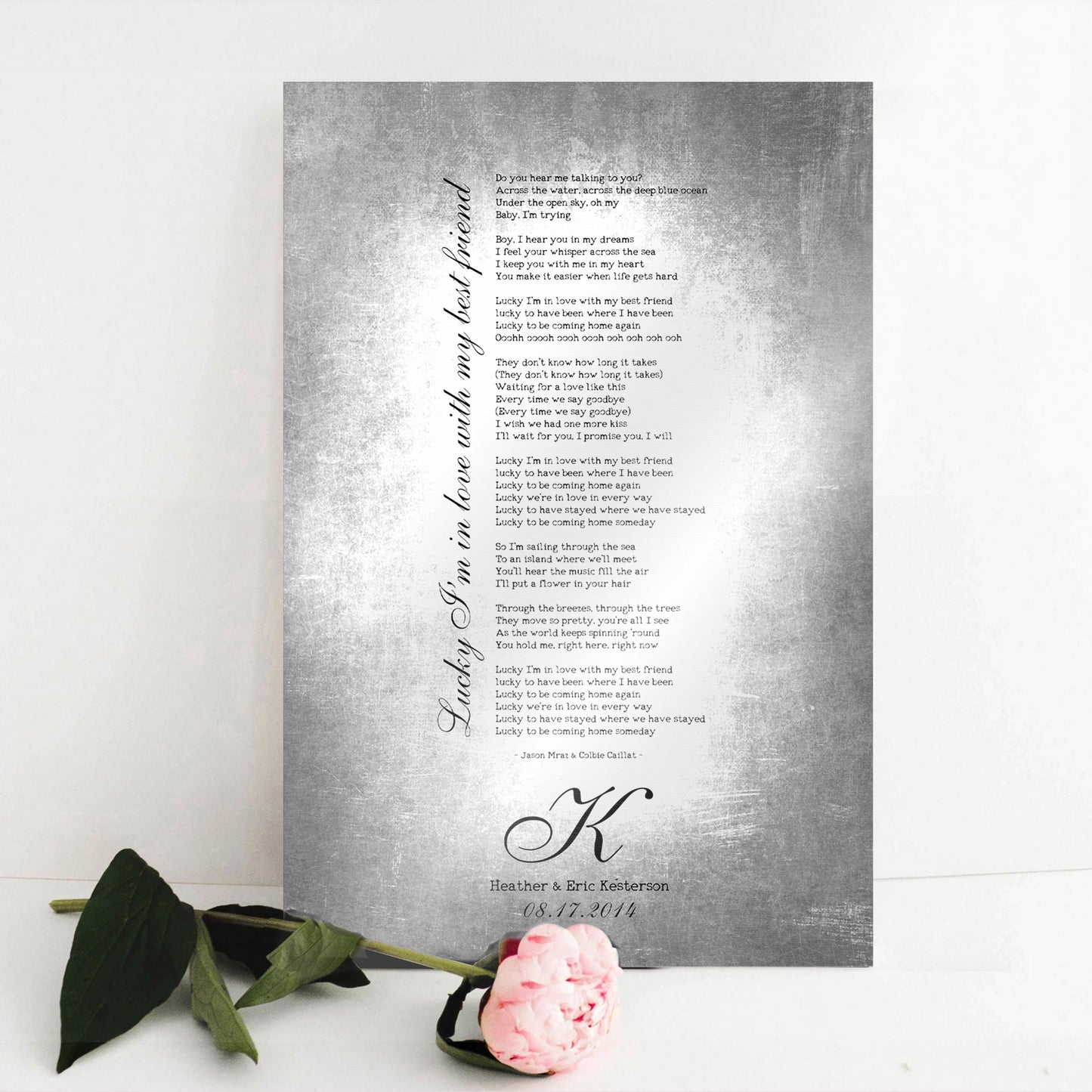 Our Wedding Song on Tin: Tin anniversary gift idea, rustic and distressed romantic song lyric plaque, perfect 10 year tin wedding anniversary gift for her.