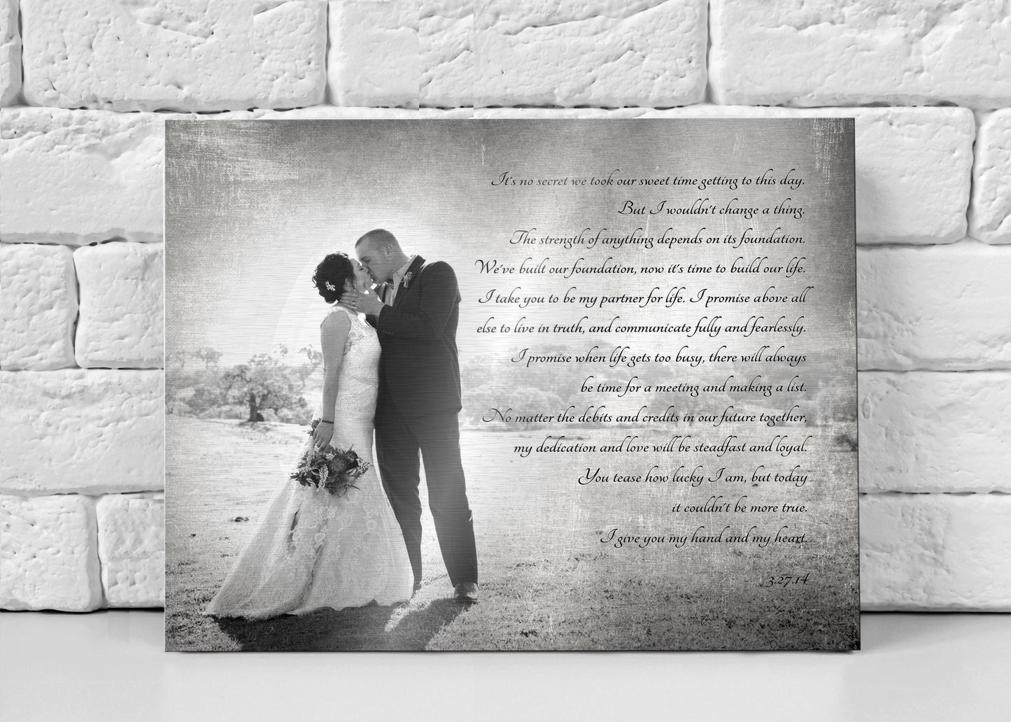 Vintage Tin Photo Gift: Custom Vows or Lyrics, 10th Anniversary - HoneycombProverbs - Signs - Tin and Aluminum Gifts