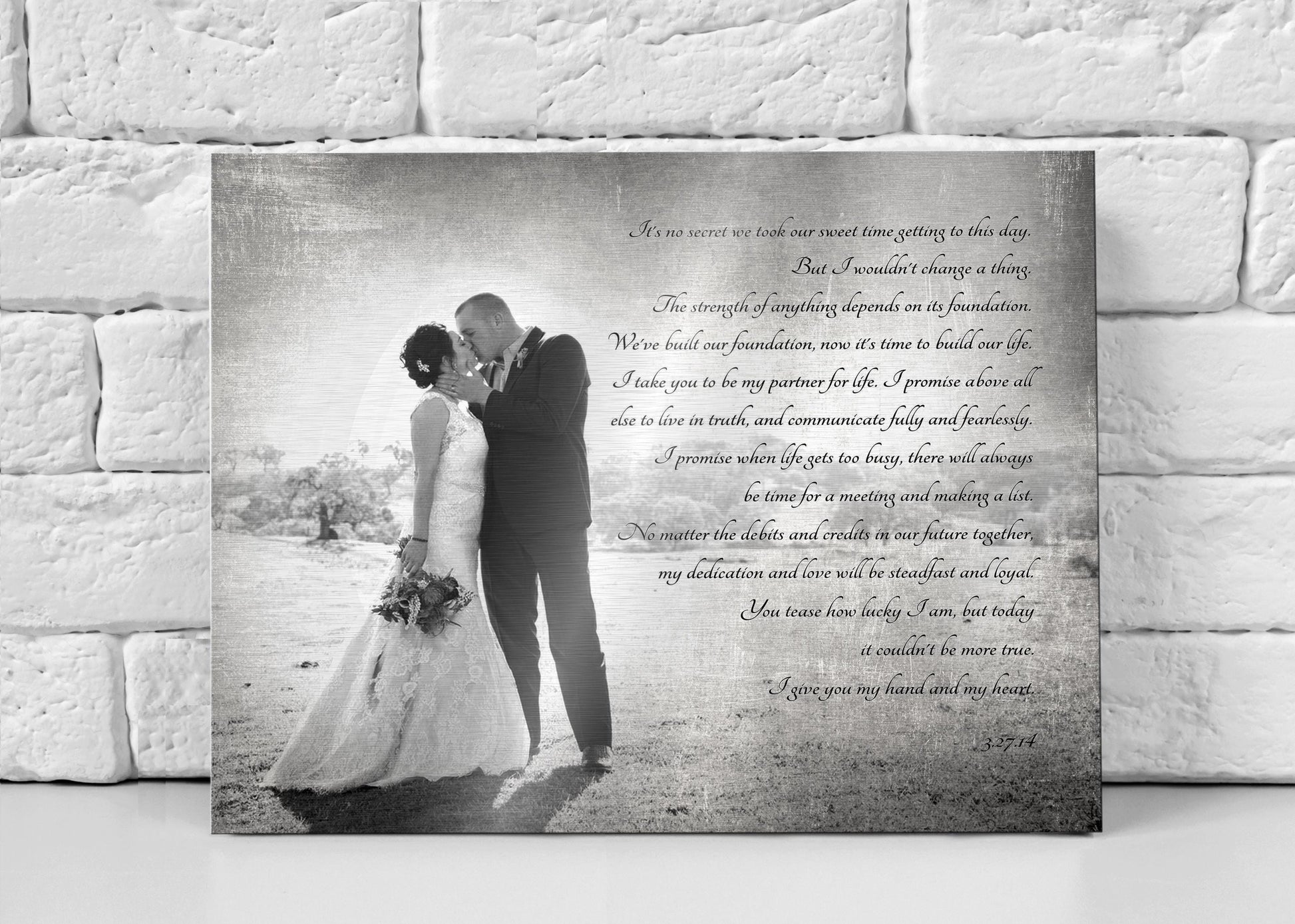 Vintage Tin Photo Gift: Custom Vows or Lyrics, 10th Anniversary - HoneycombProverbs - Signs - Tin and Aluminum Gifts