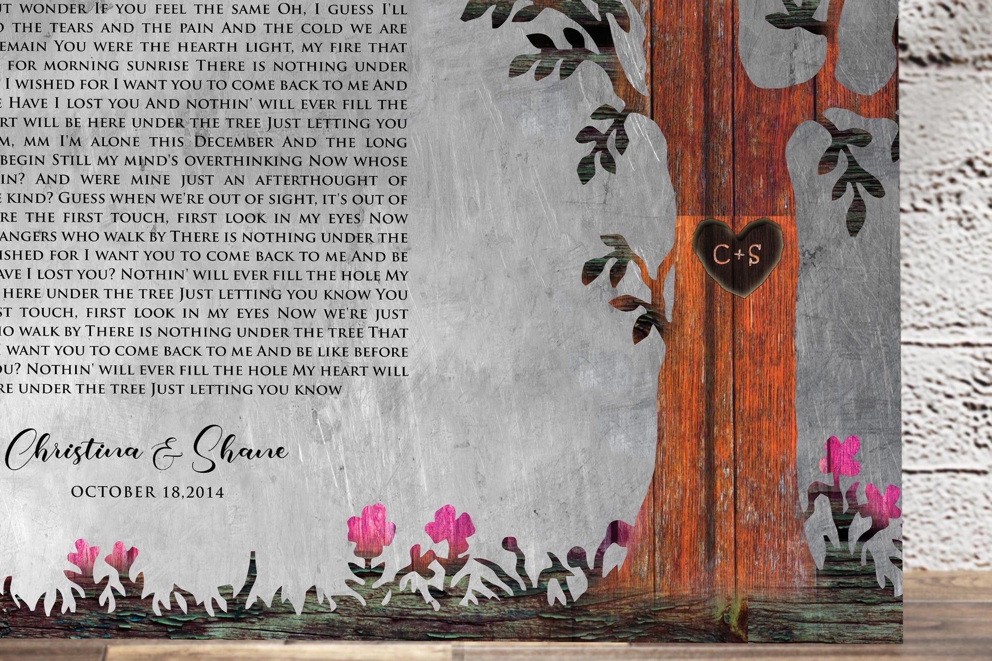 Our Tree, Custom Song Lyric Gift on Tin - HoneycombProverbs - Signs - Rustic Lyrics Wall Decor