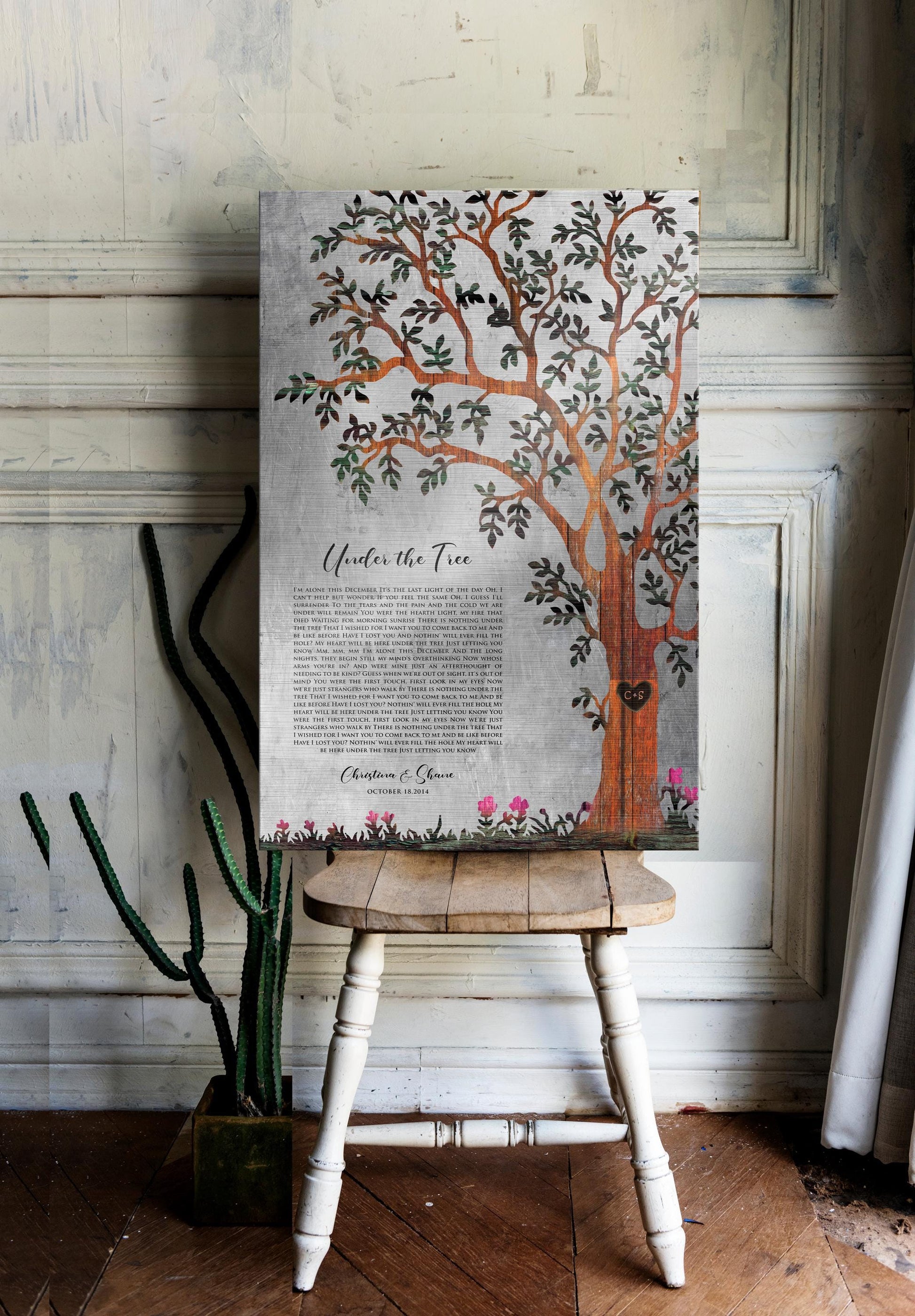 Our Tree, Custom Song Lyric Gift on Tin - HoneycombProverbs - Signs - Rustic Lyrics Wall Decor