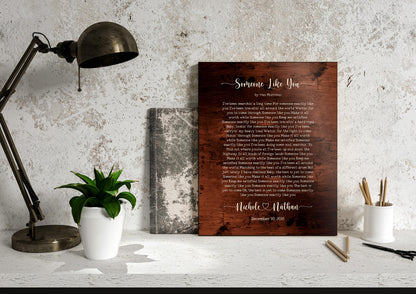 Our 1st Dance Bronze Anniversary Song Lyric Sign, shown on the wall, 8th anniversary bronze