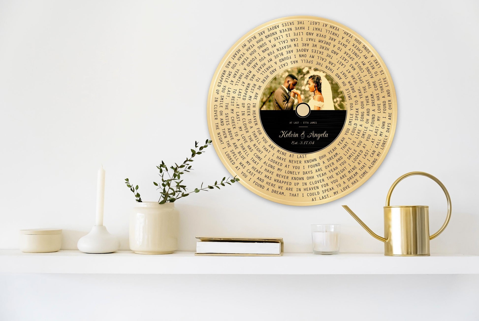 Custom Round Song Lyrics Record: Photo Gift, First Dance, Tin Wedding Anniversary Plaque, 10 Years - HoneycombProverbs - Signs - Tin and Aluminum Gifts