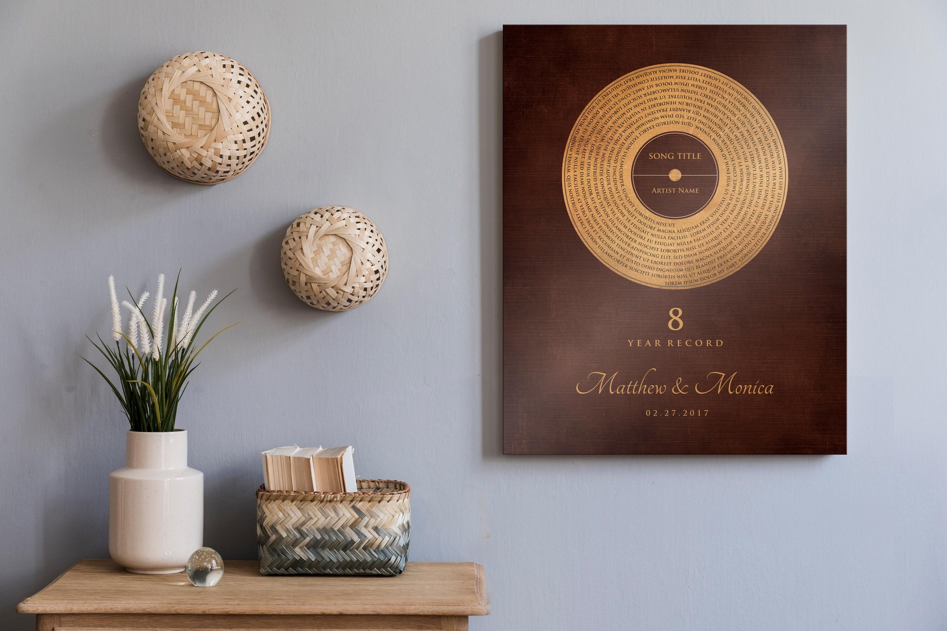 Custom Bronze Anniversary Record Art: Personalized Song Lyrics Gift - HoneycombProverbs - Signs - Record Album Lyrics Art