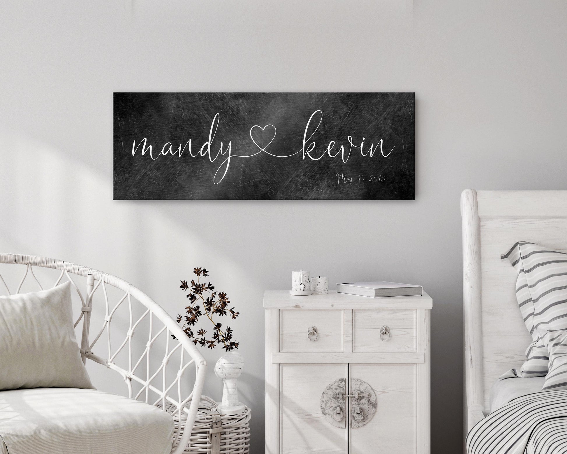 Iron Heart Connected Name Sign for Couples - HoneycombProverbs - Signs - Name Signs Wall Art