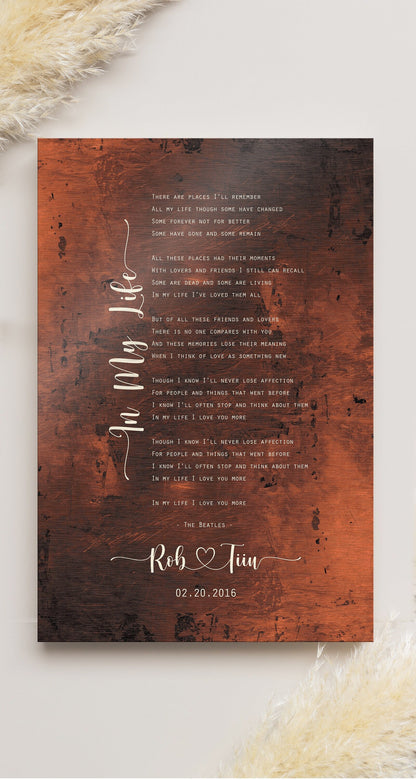 Monogrammed Bronze Anniversary Lyric Sign