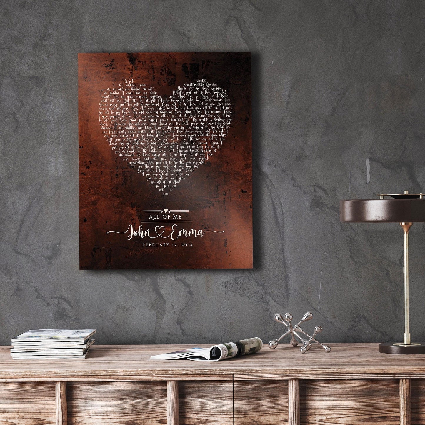 Heart Shaped Bronze Song Lyric Sign - HoneycombProverbs - Signs - Bronze Anniversary Gifts