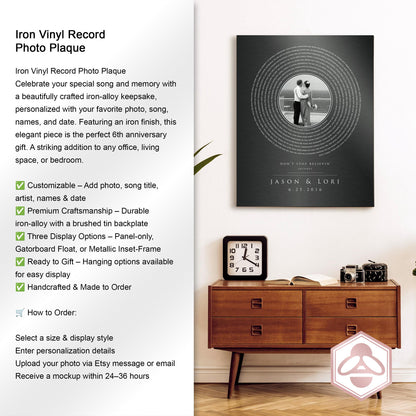 Our Song on Iron; Iron anniversary gift for him, personalization detail, 6th anniversary iron