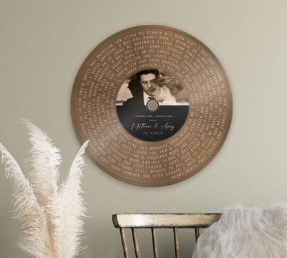 Bronze Song Record, Photo Record Label Song Art, 8th Anniversary gift, Custom Record Art - HoneycombProverbs - Signs - Bronze Vinyl Record Art