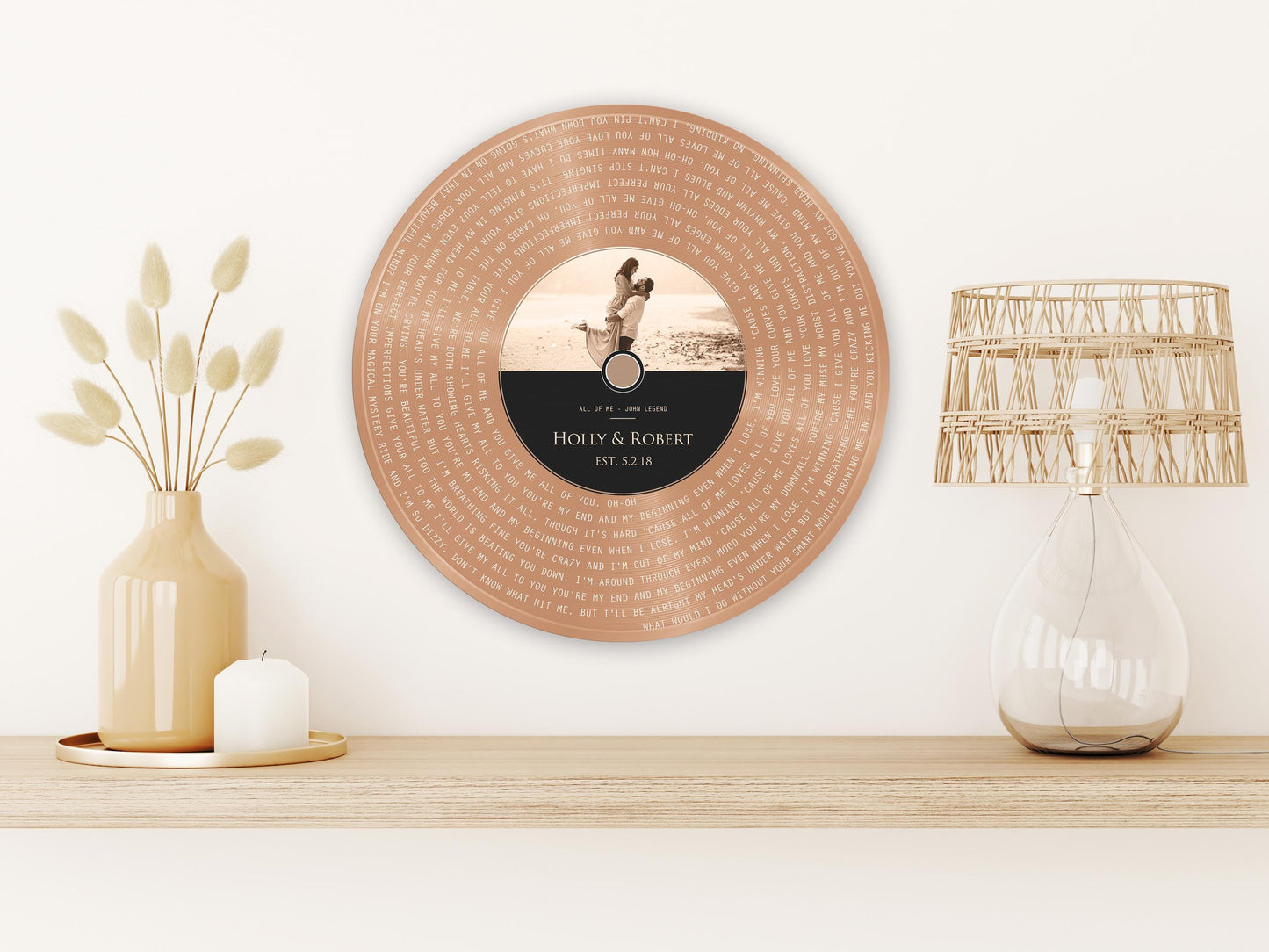 6th Anniversary, Round Metal Record with Custom Lyrics, Song Lyrics Sign, Vinyl Record Song Portrait - HoneycombProverbs - Signs - Iron Anniversary Gifts