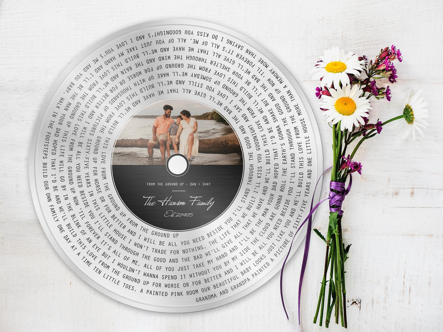 6th Anniversary, Round Metal Record with Custom Lyrics, Record Song Lyrics Sign, Vinyl Record Song Portrait - HoneycombProverbs - Signs - Iron Anniversary Gifts