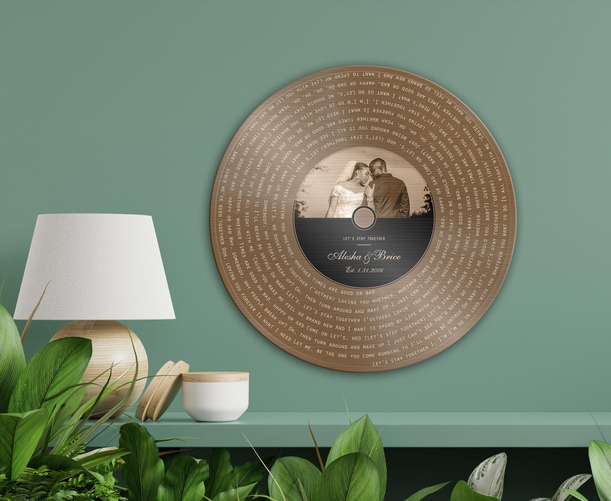 Bronze Song Record, Photo Record Label Song Art, 8th Anniversary gift, Custom Record Art - HoneycombProverbs - Signs - Bronze Vinyl Record Art