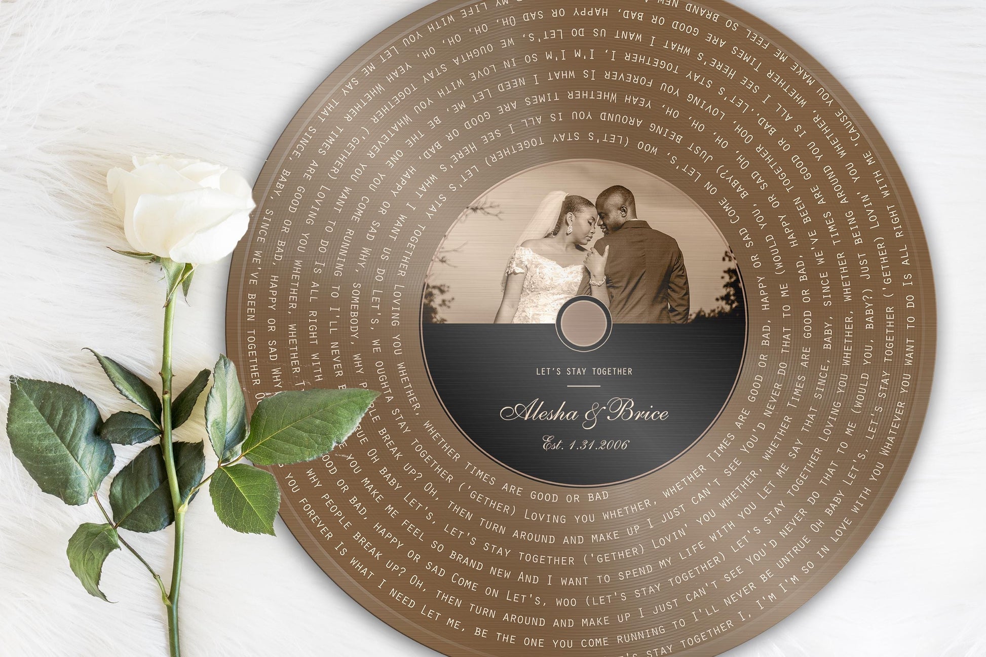 Bronze Wedding Song Record Plaque, Personalized Anniversary Gift for wife