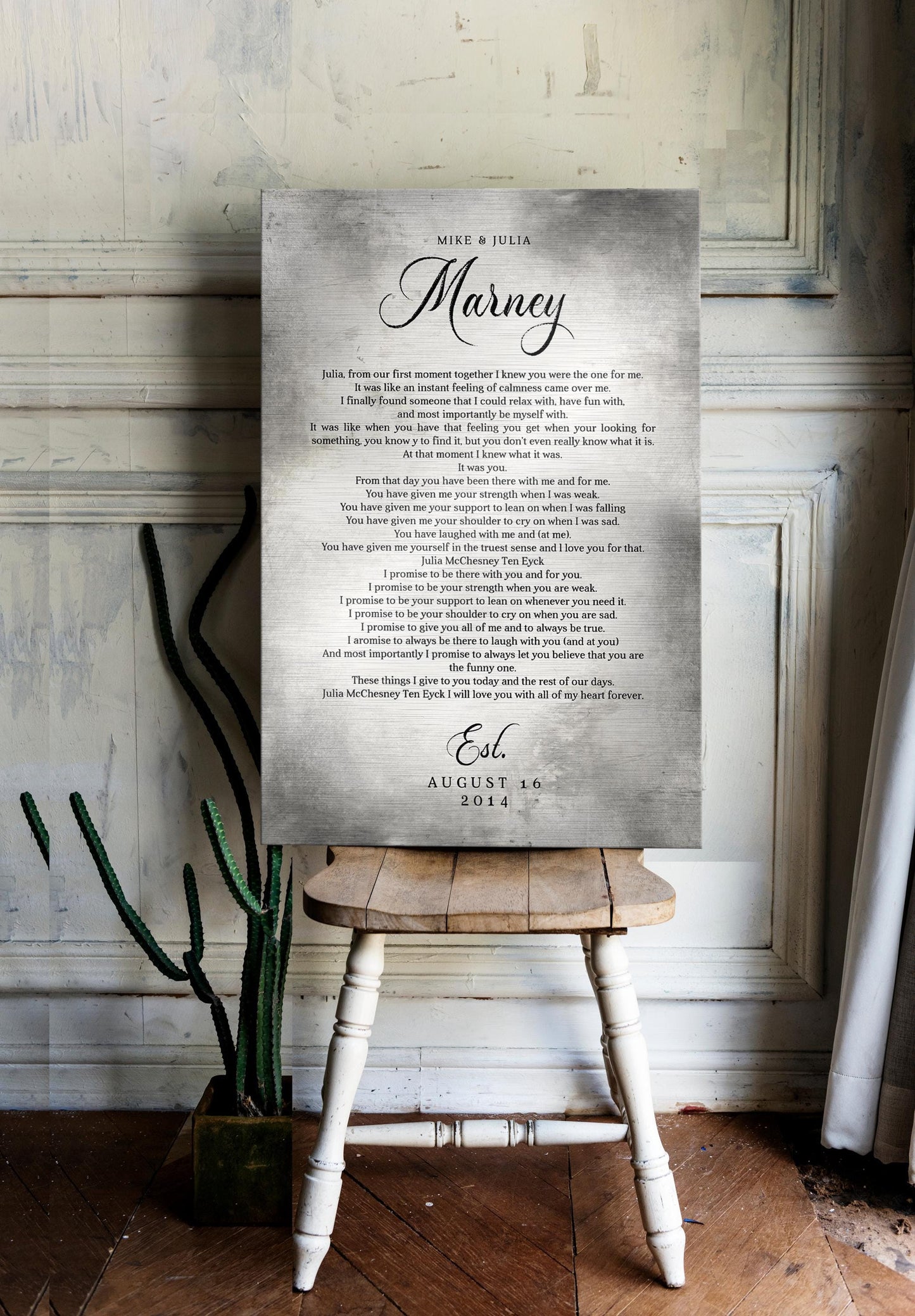 Personalized Tin Anniversary Plaque: Custom Song Lyrics, Wedding Vows - HoneycombProverbs - Signs - Tin and Aluminum Gifts