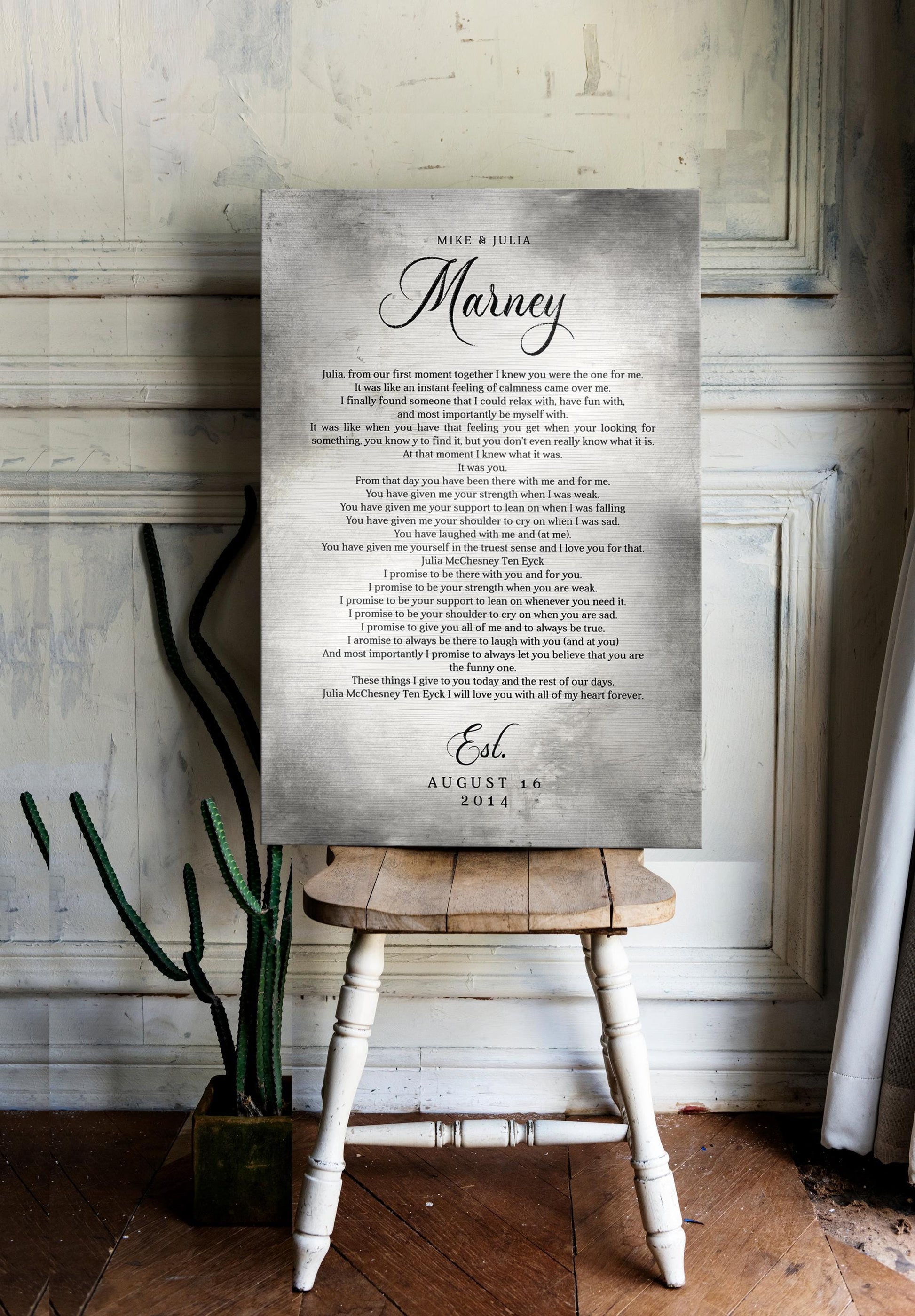 Personalized Tin Anniversary Plaque: Custom Song Lyrics, Wedding Vows - HoneycombProverbs - Signs - Tin and Aluminum Gifts