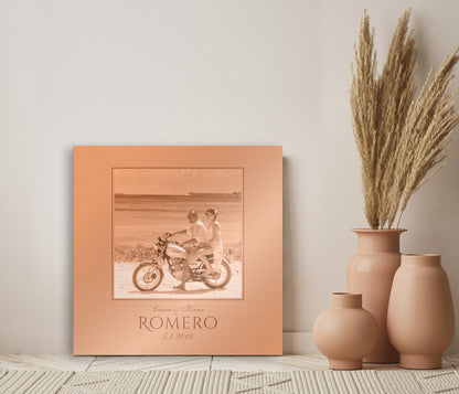 Personalized Copper Anniversary Gift, personalization detail, 7th anniversary copper