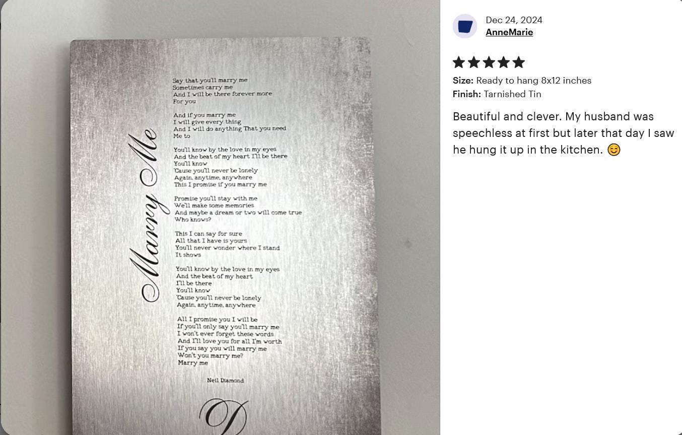 Our Song on Tin, Monogrammed Anniversary Gift - HoneycombProverbs - Signs - Tin and Aluminum Gifts