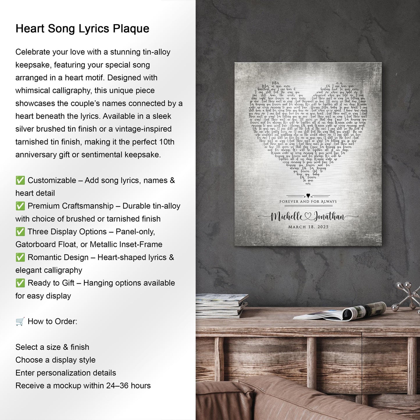 "Song in My Heart" Lyric Sign on Tin - HoneycombProverbs - Signs - Modern Lyrics Wall Decor