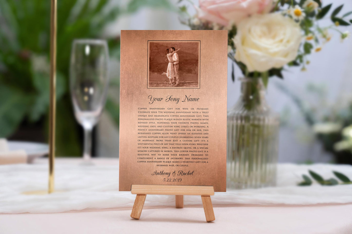 Personalized Copper Portrait Song Plaque - HoneycombProverbs - Signs - Copper Anniversary Gifts