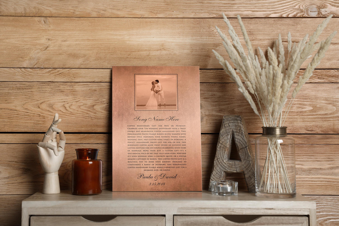 Personalized Copper Portrait Song Plaque - HoneycombProverbs - Signs - Copper Anniversary Gifts