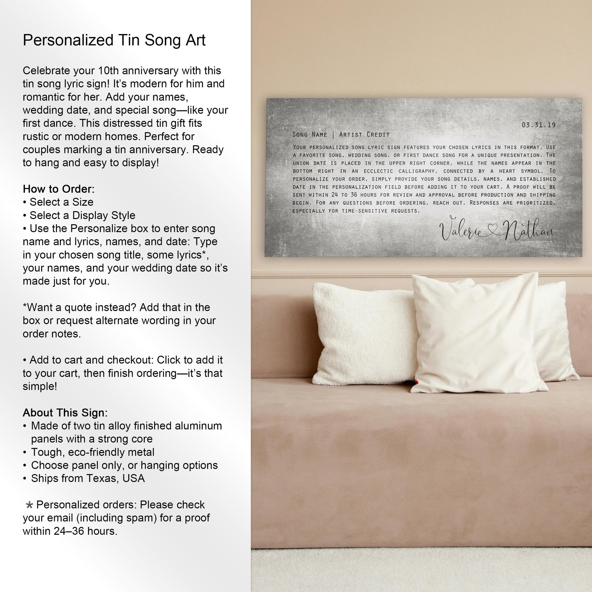 Love Song Lyric Sign on Tin - HoneycombProverbs - Signs - Vintage Lyrics Wall Art