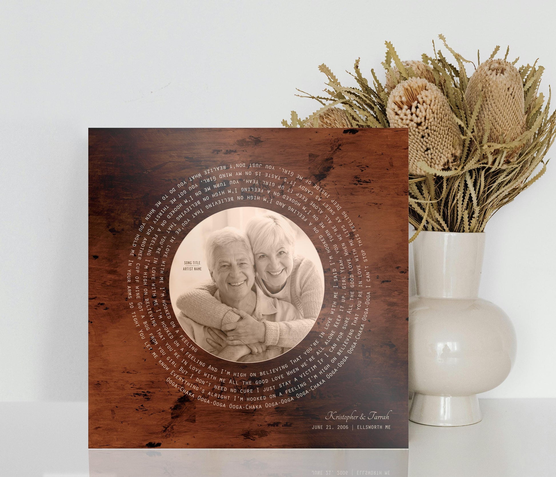 Personalized Mother of Groom Gift: Song Lyrics Photo Plaque - HoneycombProverbs - Signs - Record Album Lyrics Art