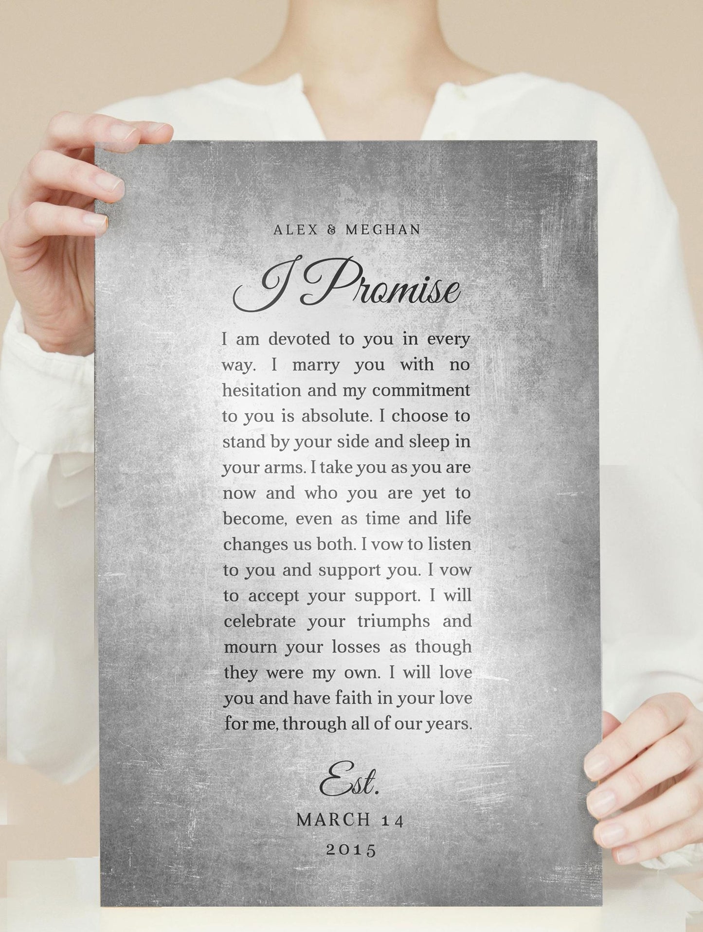 Personalized Tin Anniversary Plaque: Custom Song Lyrics, Wedding Vows - HoneycombProverbs - Signs - Tin and Aluminum Gifts