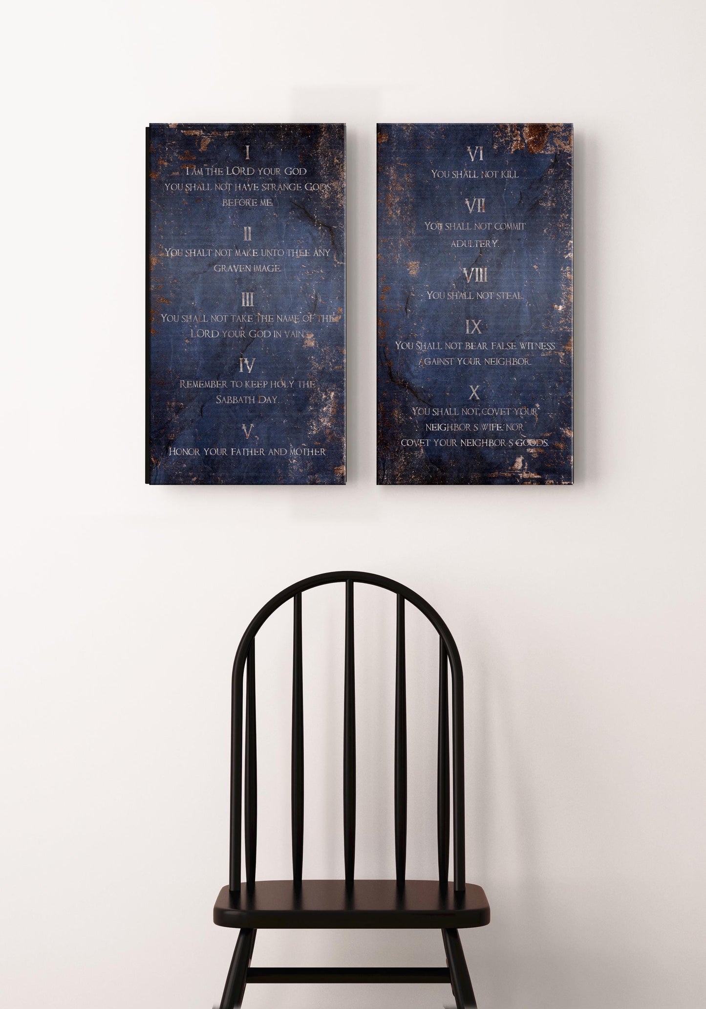Saphire-Stone Inspired, Ten Commandments Metal Tablets - HoneycombProverbs - Signs - Christian Wall Art