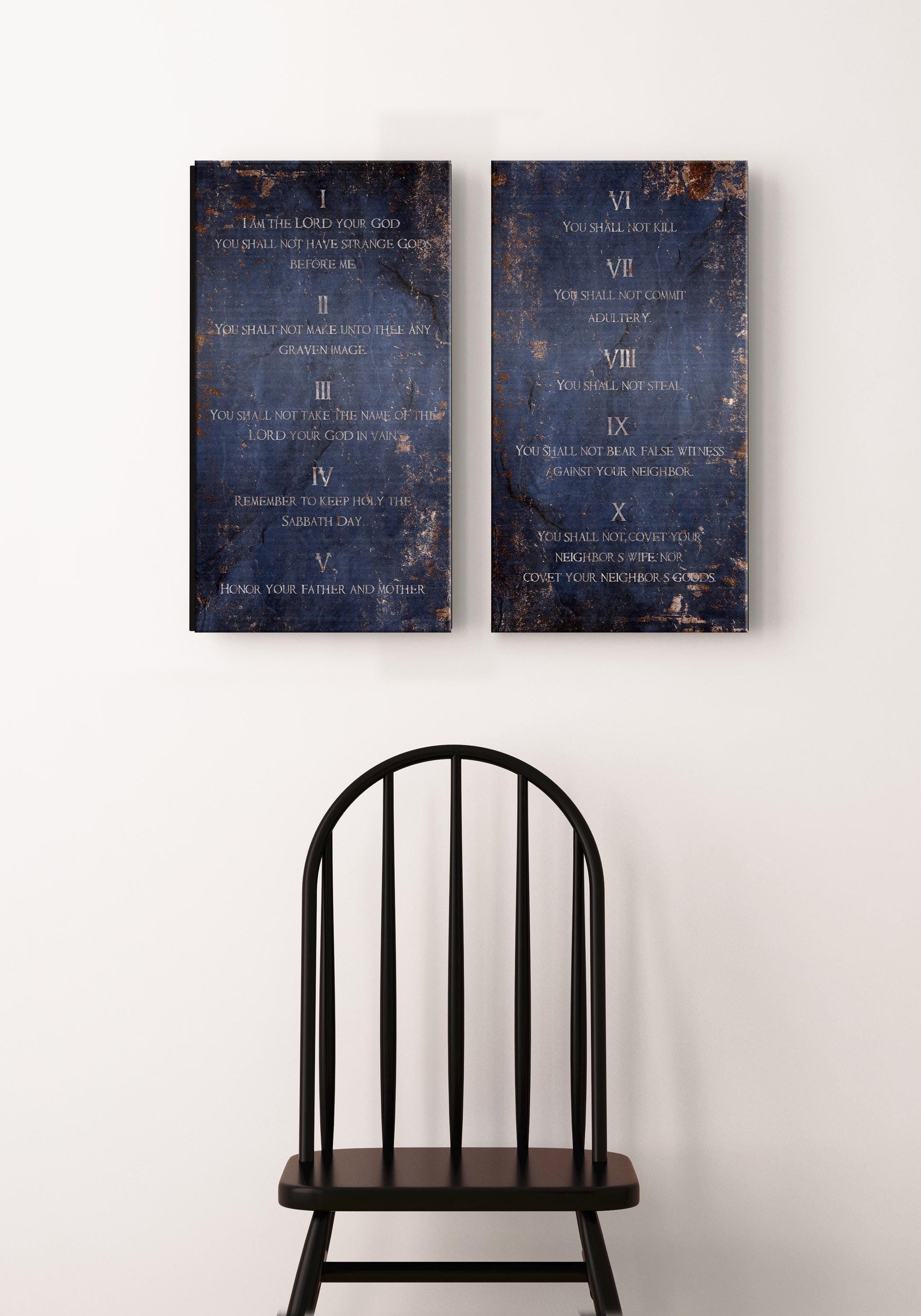 Saphire-Stone Inspired, Ten Commandments Metal Tablets - HoneycombProverbs - Signs - Christian Wall Art