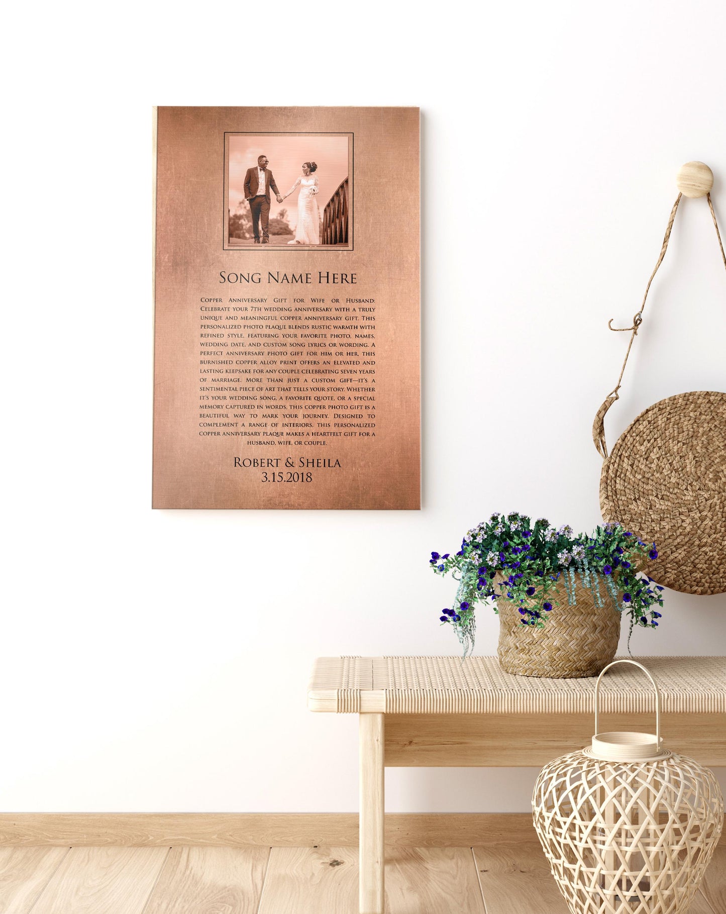 Personalized Copper Portrait Song Plaque - HoneycombProverbs - Signs - Copper Anniversary Gifts
