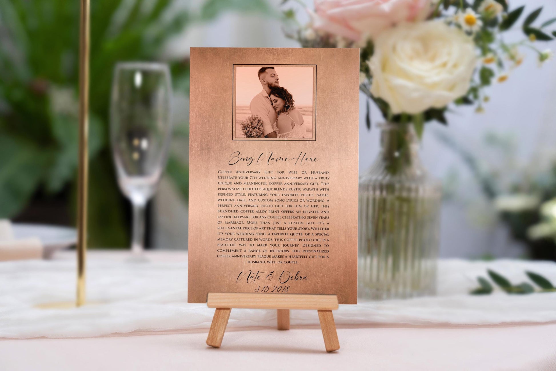 Personalized Copper Portrait Song Plaque - HoneycombProverbs - Signs - Copper Anniversary Gifts