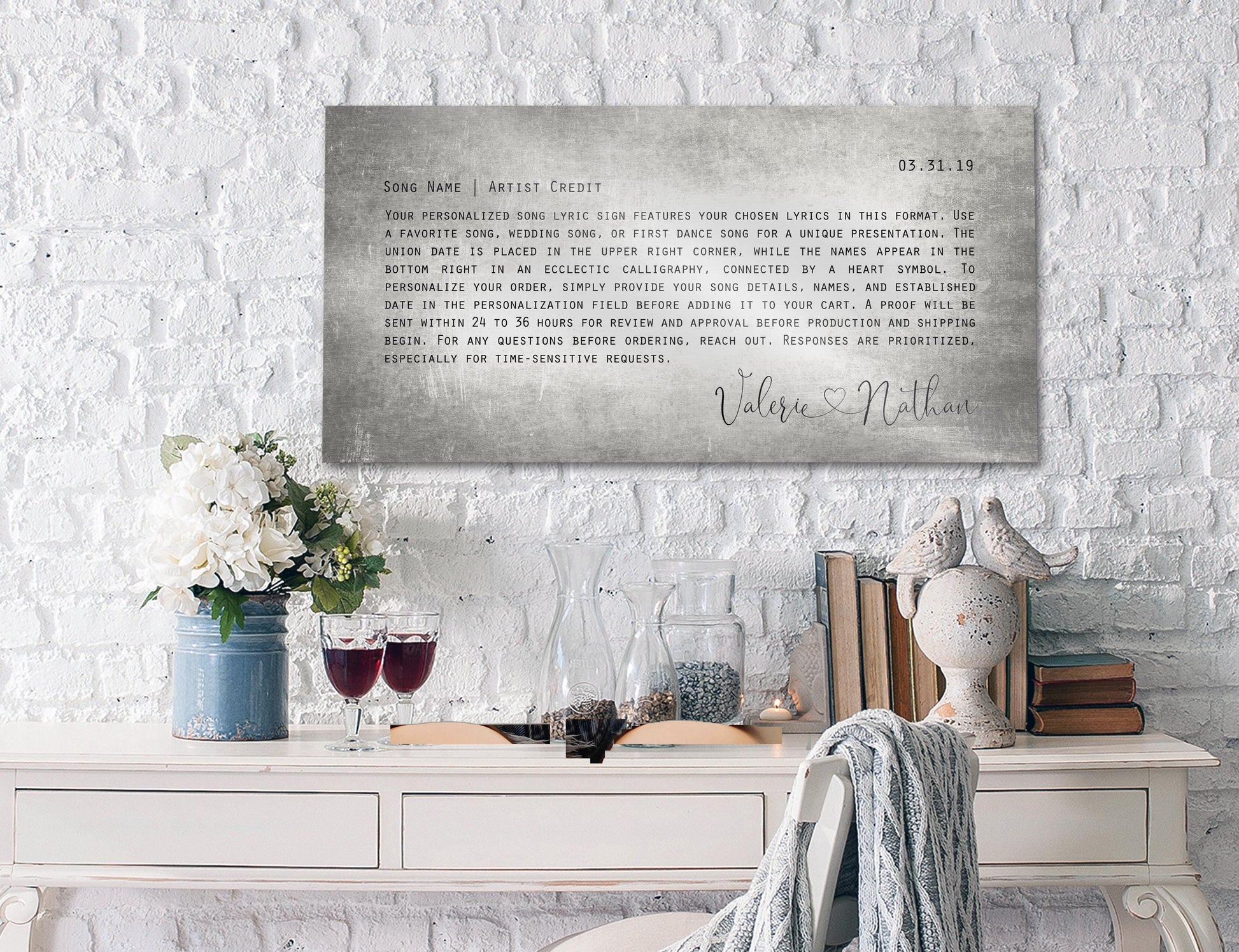 Love Song Lyric Sign on Tin - HoneycombProverbs - Signs - Vintage Lyrics Wall Art
