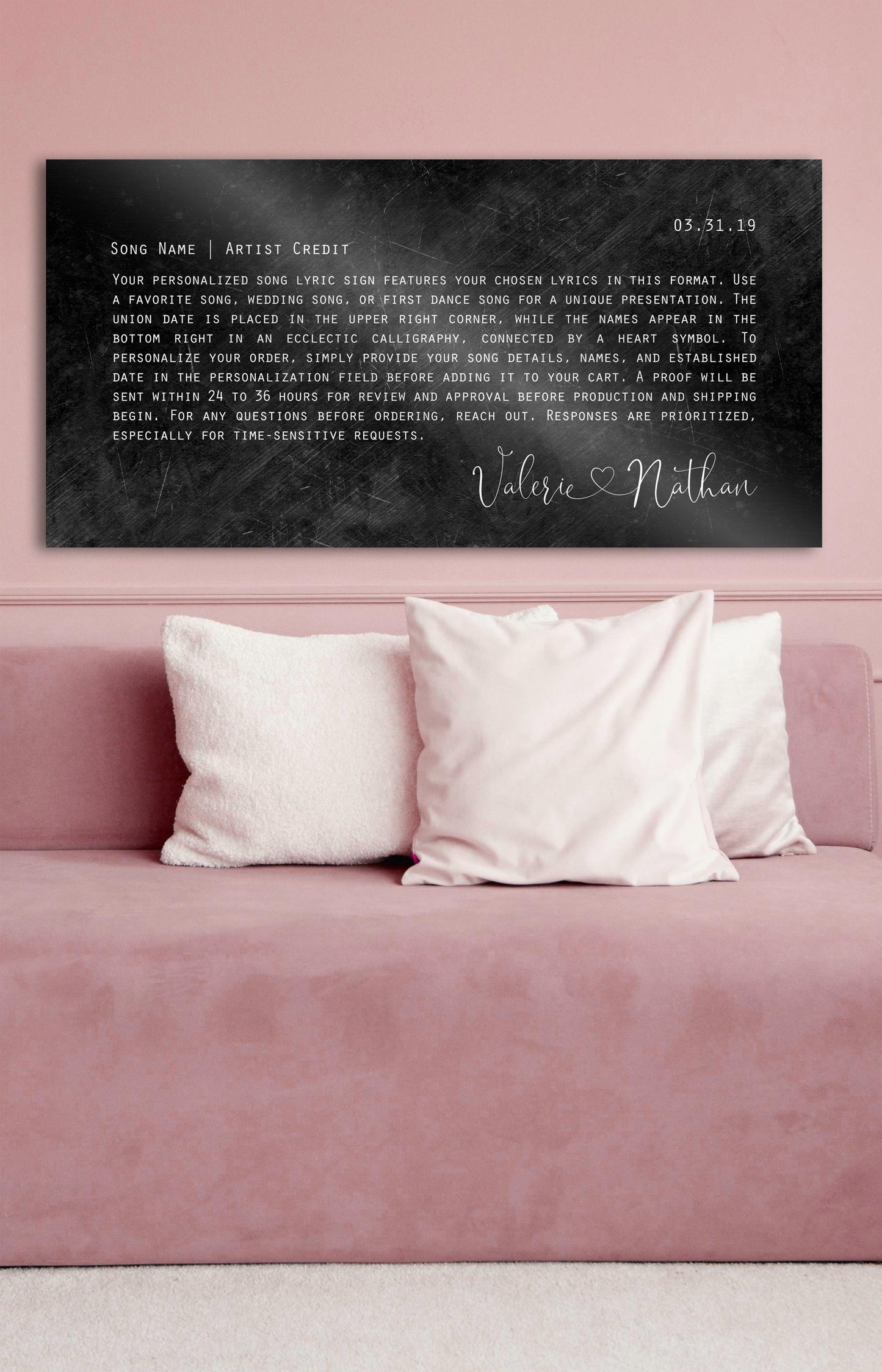 Connected Heart Wedding Song Lyric Sign on Iron - HoneycombProverbs - Signs - Iron Anniversary Gifts