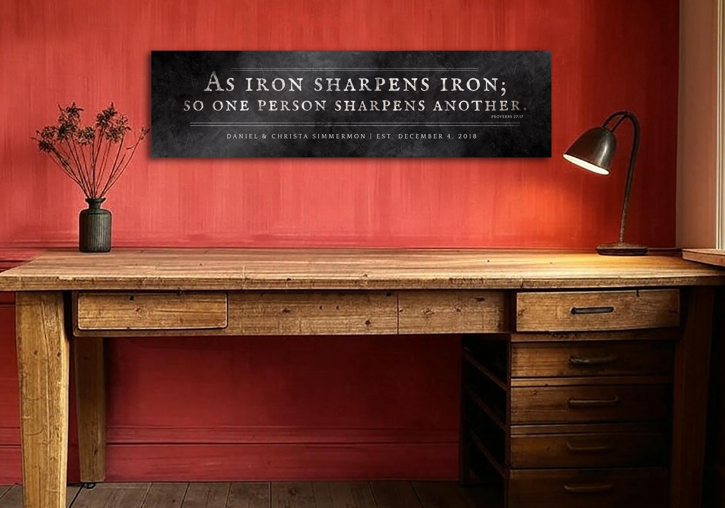 Iron Sharpens Iron Sign Iron Anniversary Gift - HoneycombProverbs - Signs - Christian Wall Art