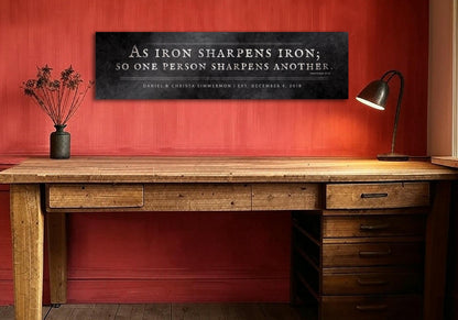 Iron Sharpens Iron Sign Iron Anniversary Gift, size and option view, 6th anniversary iron