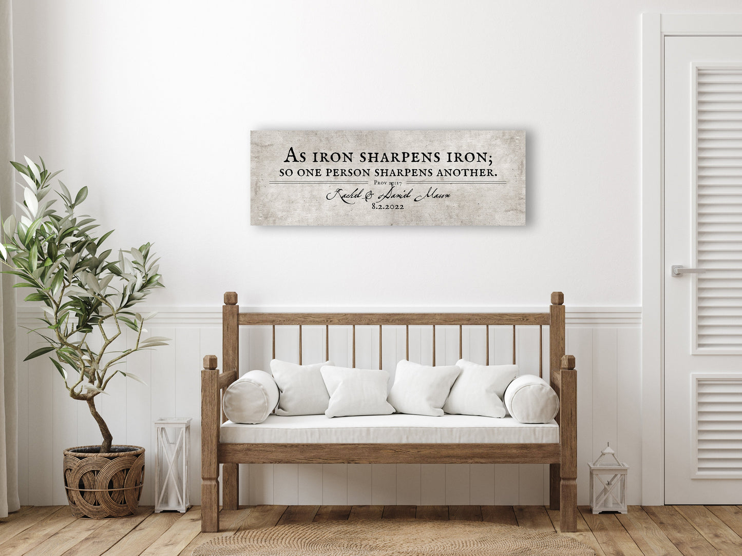 iron sharpens iron wall art, vintage canvas