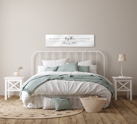 Together Sign, Ecclesiastes Christian Wall Art, Wood Anniversary Gift, with Names