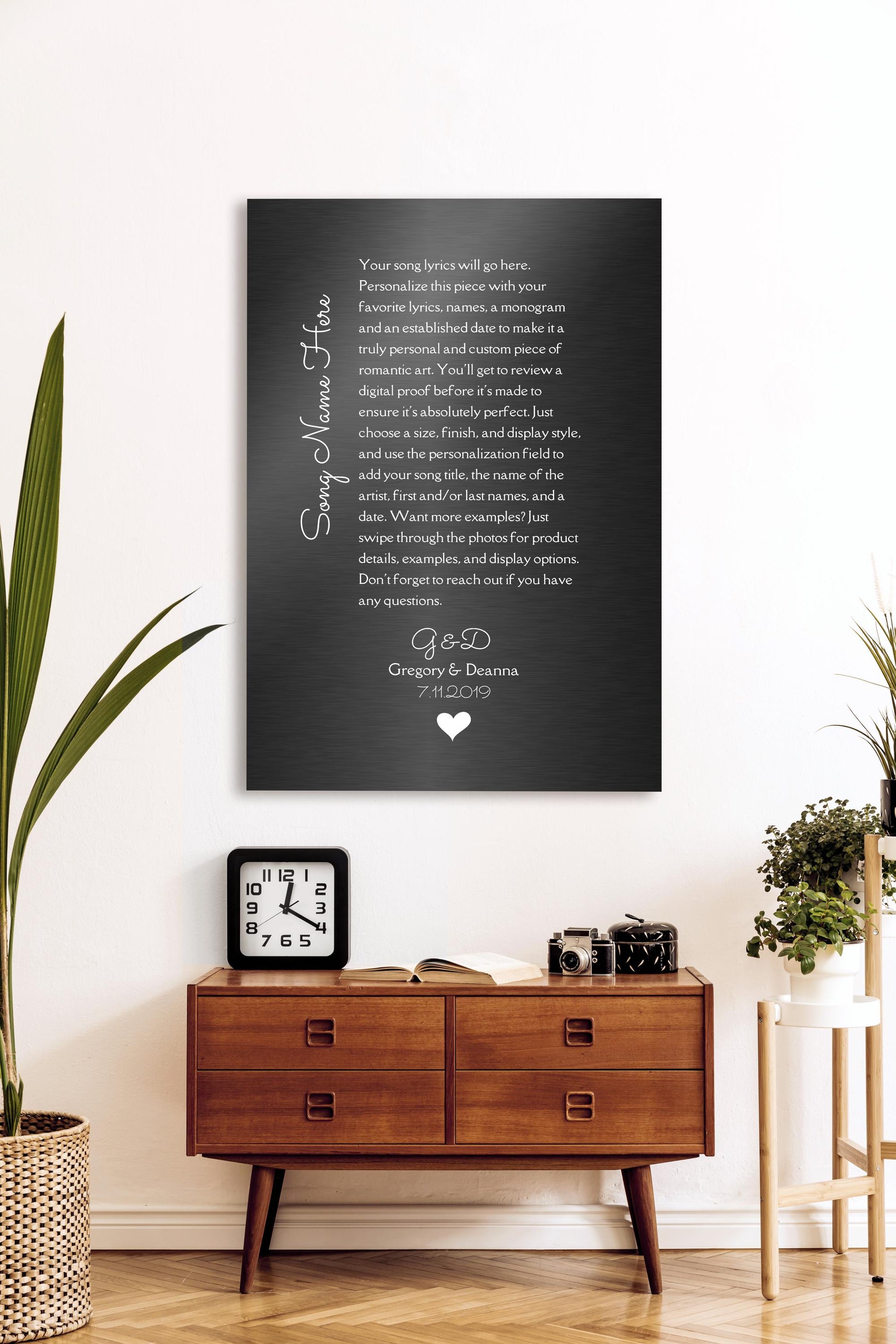 Monogrammed Tin Song Lyric Sign - HoneycombProverbs - Signs - Modern Lyrics Wall Decor