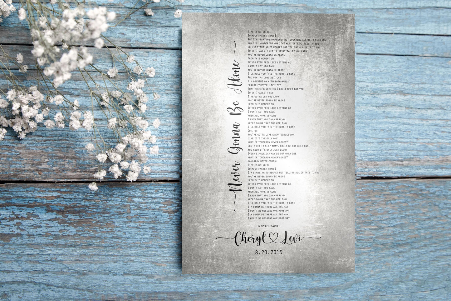 Rustic Lyric Sign on Tin with Heart Names - HoneycombProverbs - Signs - Tin and Aluminum Gifts