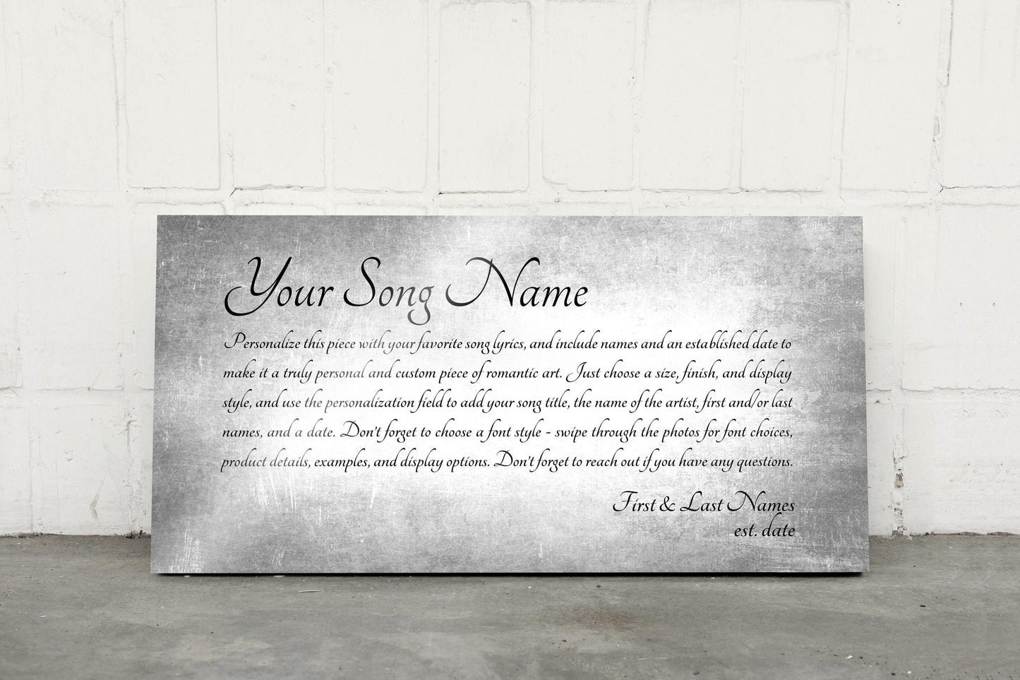 Custom Song Lyrics Metal Sign: 10th Anniversary Tin Gift, Personalized Wall Art - HoneycombProverbs - Signs - Tin and Aluminum Gifts
