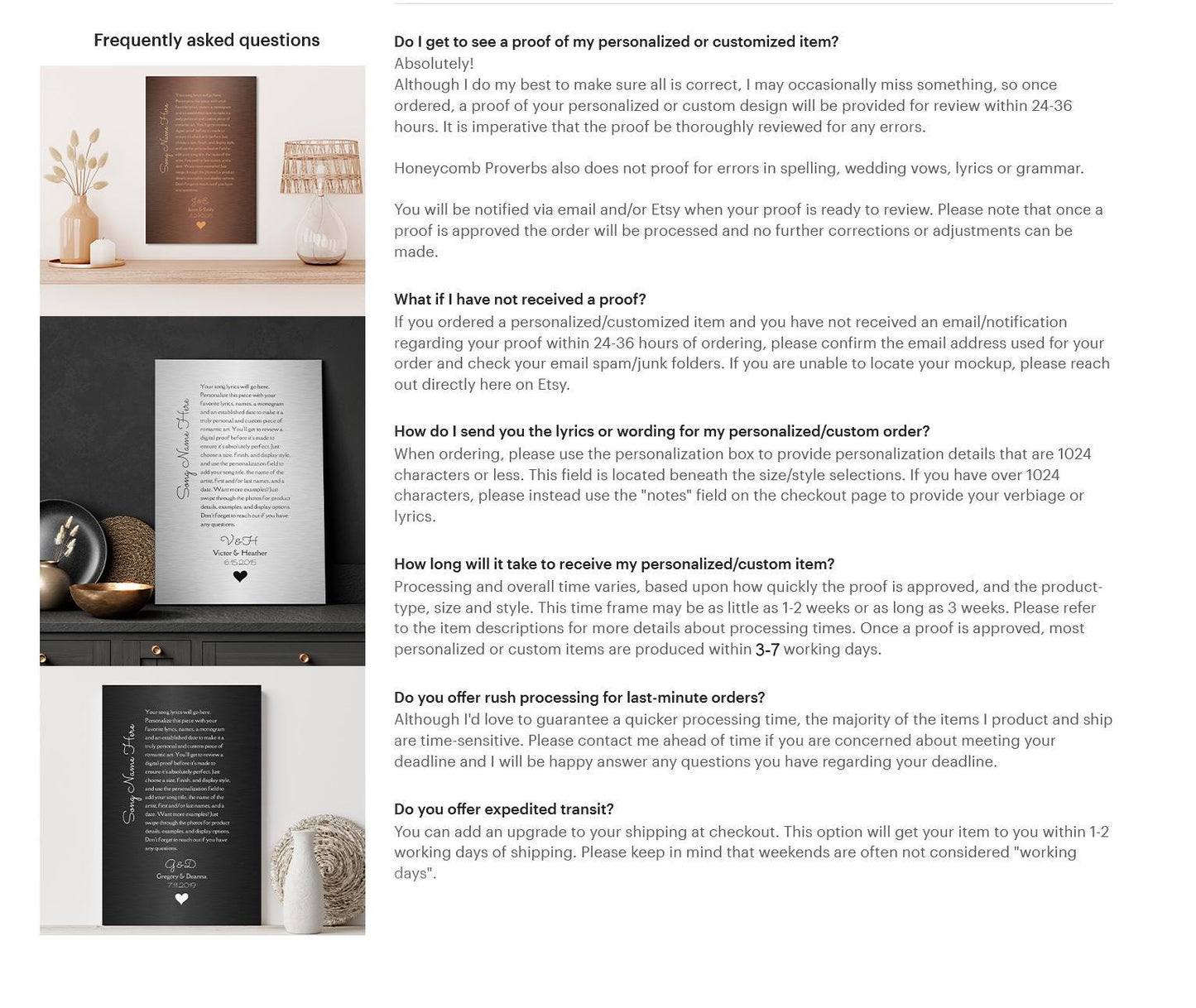 Monogrammed Tin Song Lyric Sign - HoneycombProverbs - Signs - Modern Lyrics Wall Decor