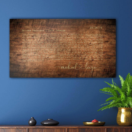 Orator Song Lyrics on Wood for Couples - HoneycombProverbs - Signs - 5 year anniversary gifts