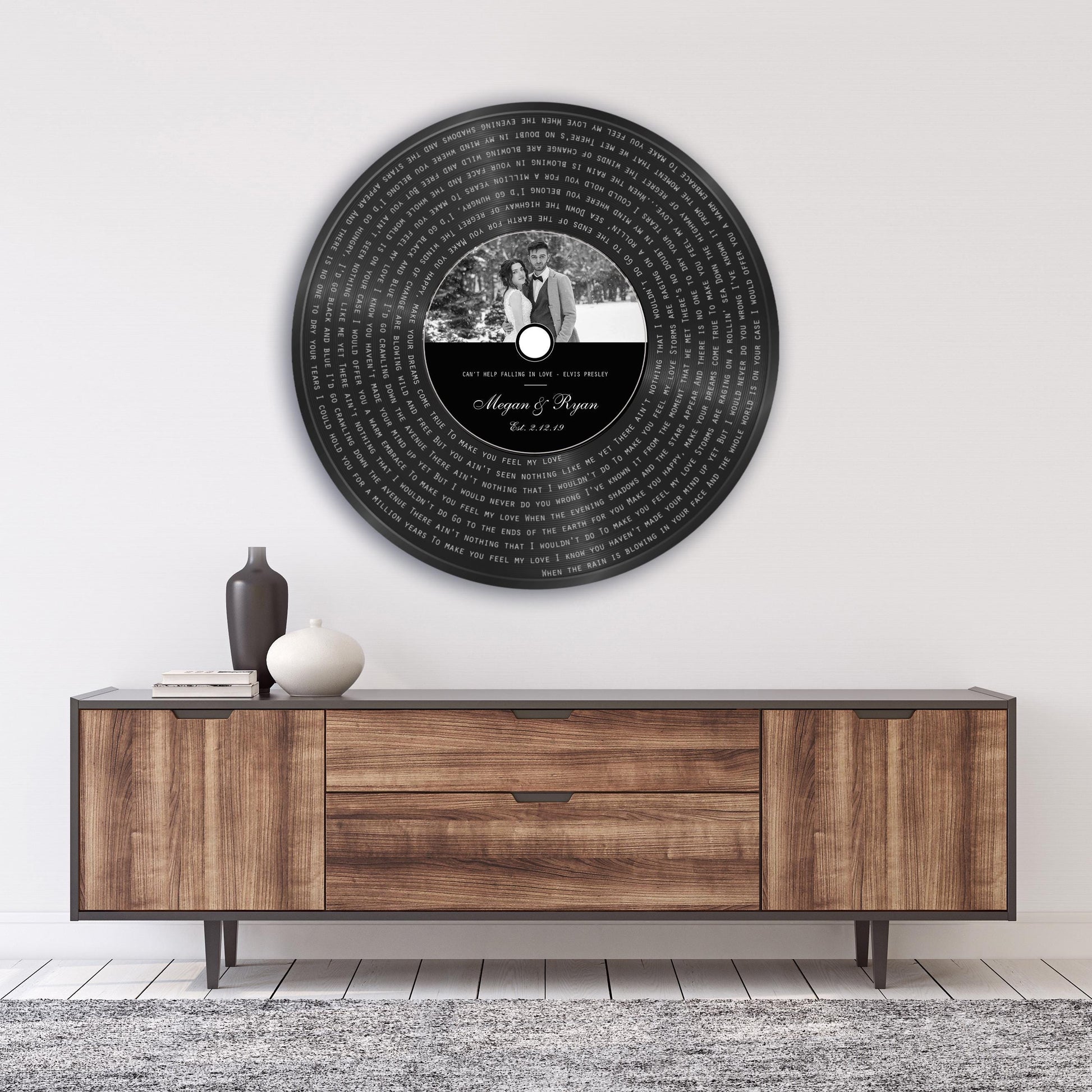 6th Anniversary, Round Metal Record with Custom Lyrics, Record Song Lyrics Sign, Vinyl Record Song Portrait - HoneycombProverbs - Signs - Iron Anniversary Gifts
