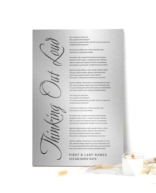 Custom Song Lyrics Tin Art, Personalized Anniversary Gift - HoneycombProverbs - Signs - Modern Lyrics Wall Decor