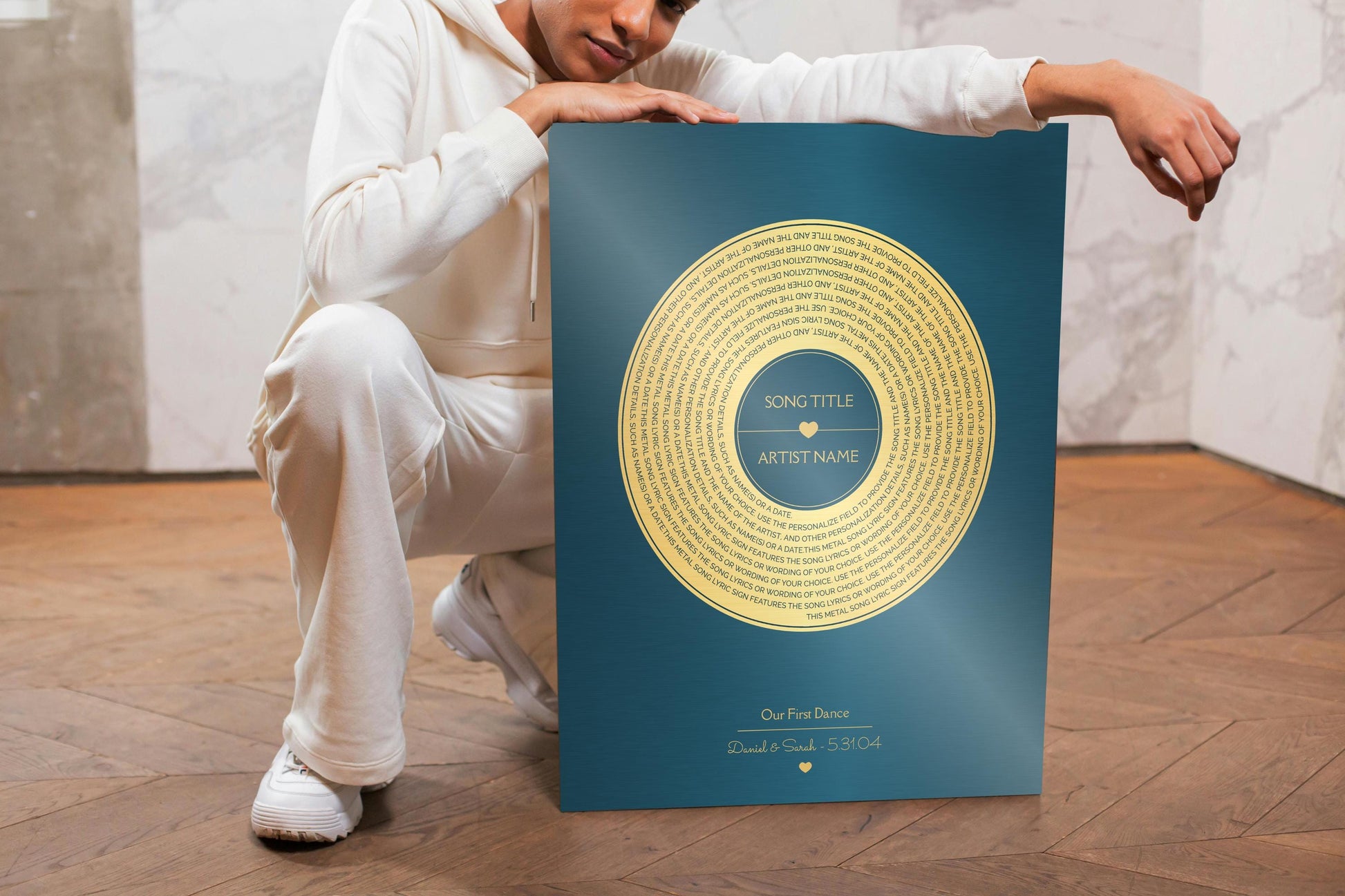 Metallic Record Album, Wall Art, Plaque with Custom Lyrics, Anniversary Gift - HoneycombProverbs - Signs - 21st Year Brass Gifts