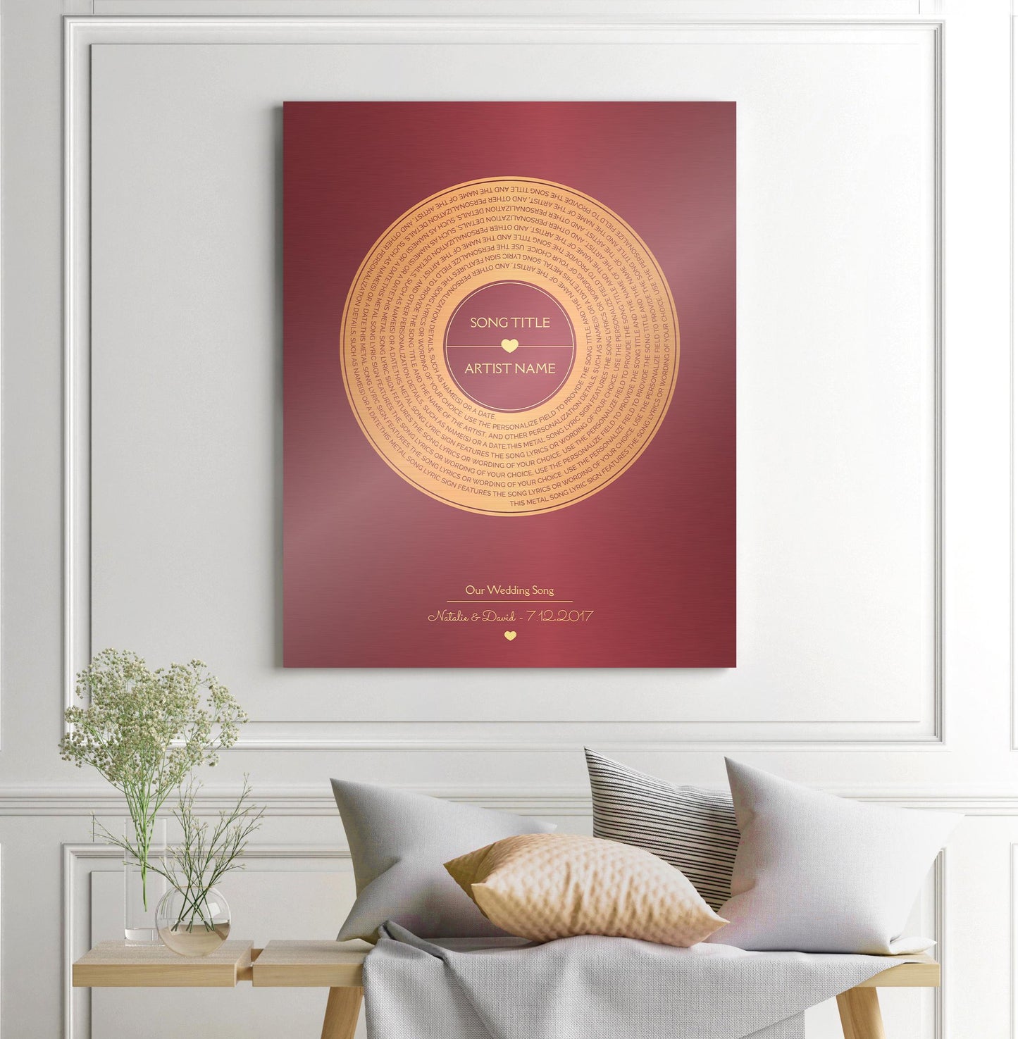 Personalized Bronze Anniversary Metal Record Sign: First Dance Lyrics - HoneycombProverbs - Signs - Vintage Lyrics Wall Art