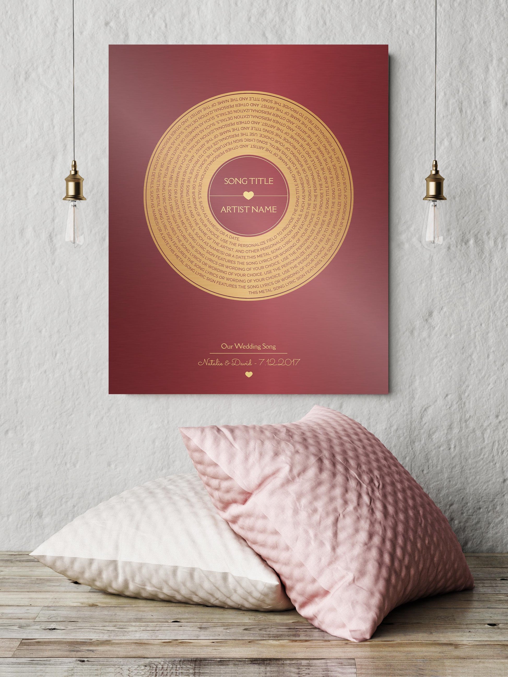 Personalized Bronze Anniversary Metal Record Sign: First Dance Lyrics - HoneycombProverbs - Signs - Vintage Lyrics Wall Art