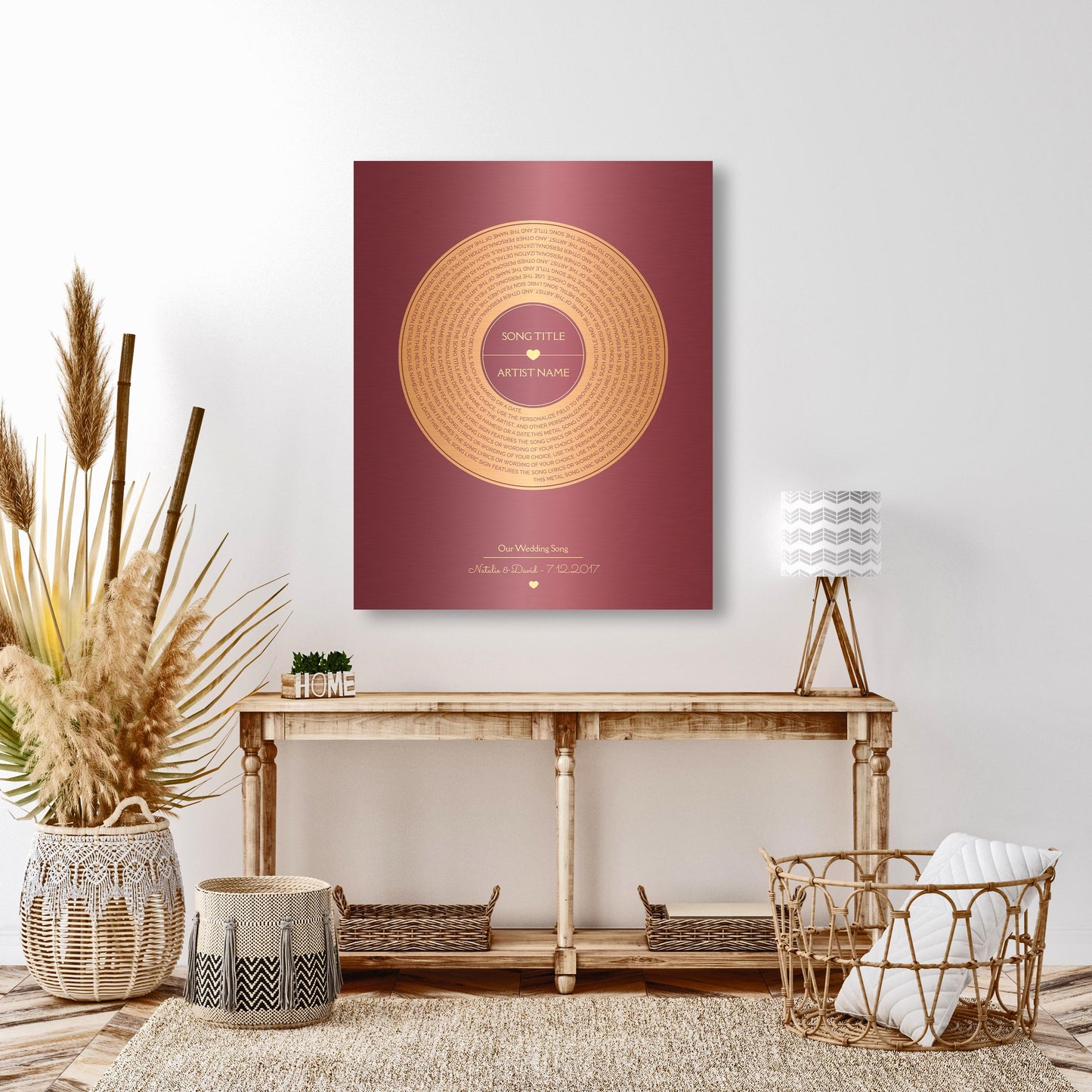 Personalized Bronze Anniversary Metal Record Sign: First Dance Lyrics - HoneycombProverbs - Signs - Vintage Lyrics Wall Art