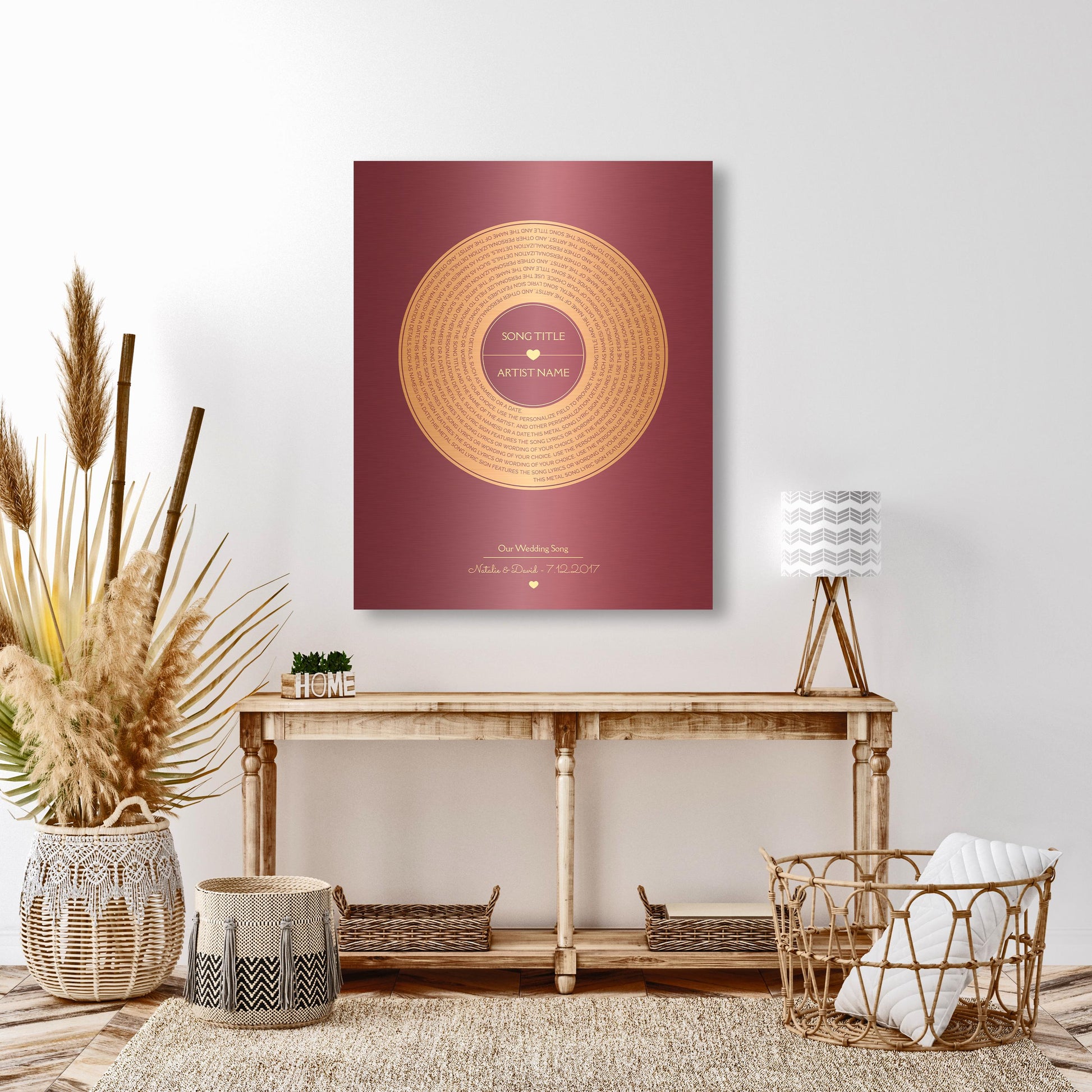 Personalized Bronze Anniversary Metal Record Sign: First Dance Lyrics - HoneycombProverbs - Signs - Vintage Lyrics Wall Art