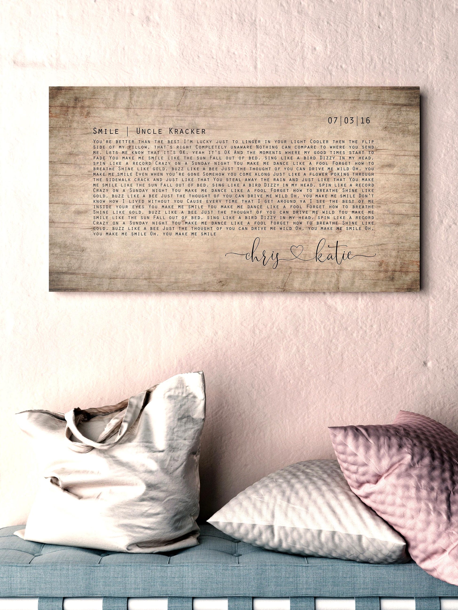 Orator Song Lyrics on Wood for Couples - HoneycombProverbs - Signs - 5 year anniversary gifts